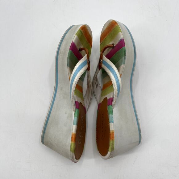 Coach Y2K Felicite Wedge Striped Sandal Flip Flops - Picture 3 of 6